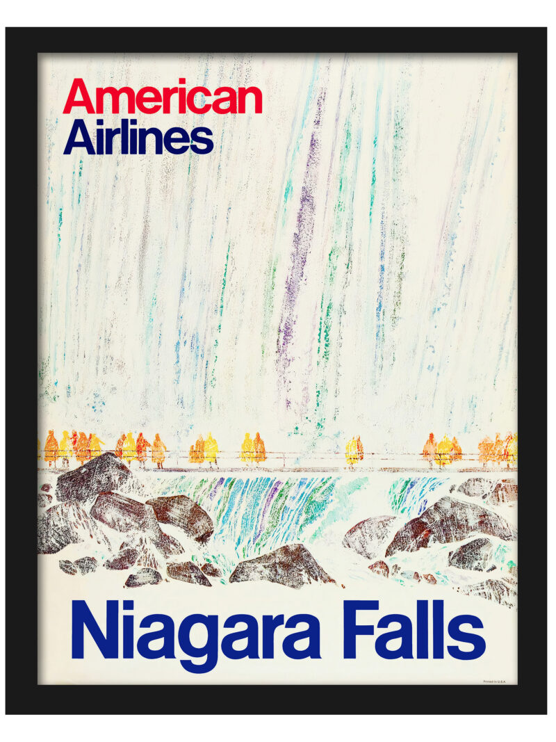 1968 American Airlines Niagara Falls vintage travel poster with vibrant colors and dynamic design
