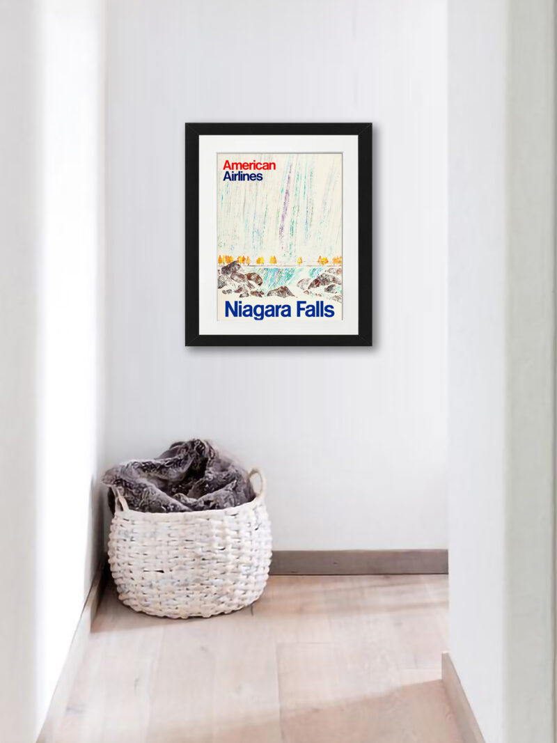 1968 American Airlines Niagara Falls vintage travel poster with vibrant colors and dynamic design
