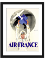 1933 vintage Air France poster featuring a pilot and stylized aircraft over France