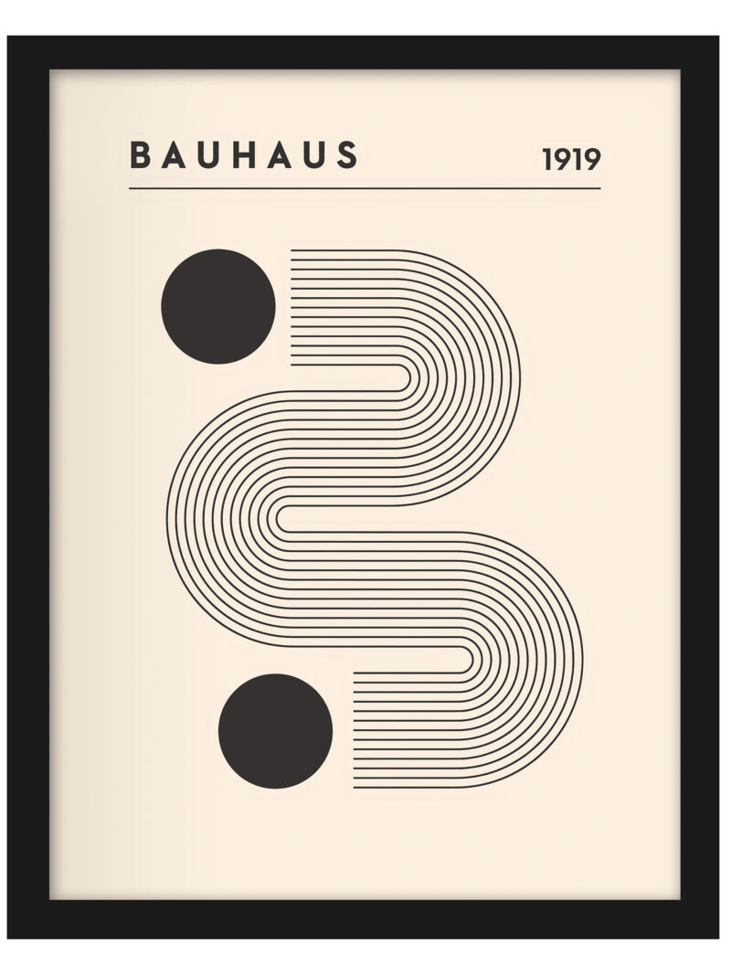 1919 Bauhaus poster with a minimalist linear "S" design and black circles