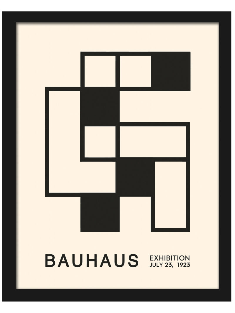 1923 Bauhaus exhibition poster with minimalist black and white geometric design