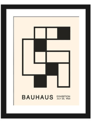 923 Bauhaus exhibition poster with minimalist black and white geometric design