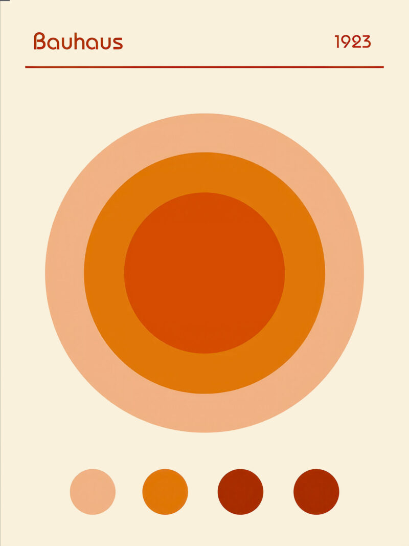 1923 Bauhaus poster featuring concentric circles in warm earthy tones