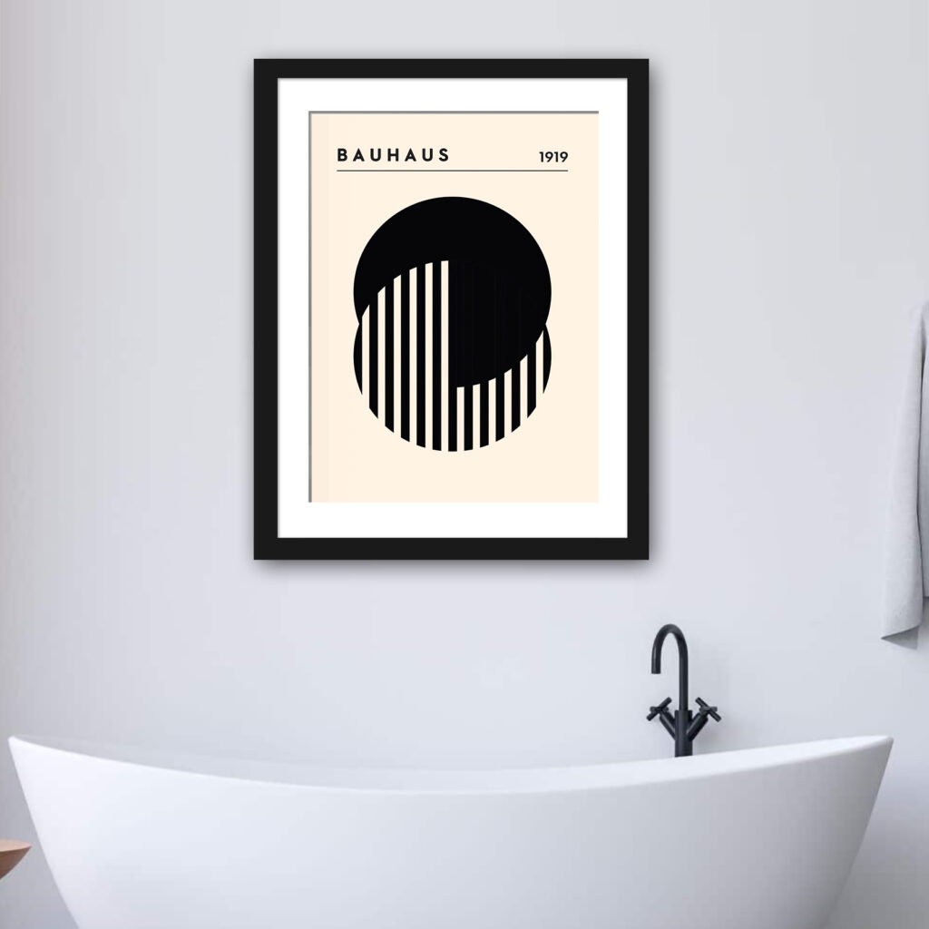 1919 Bauhaus poster with a minimalist black and white circular graphic