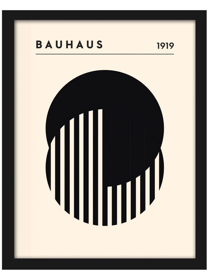 1919 Bauhaus poster with a minimalist black and white circular graphic