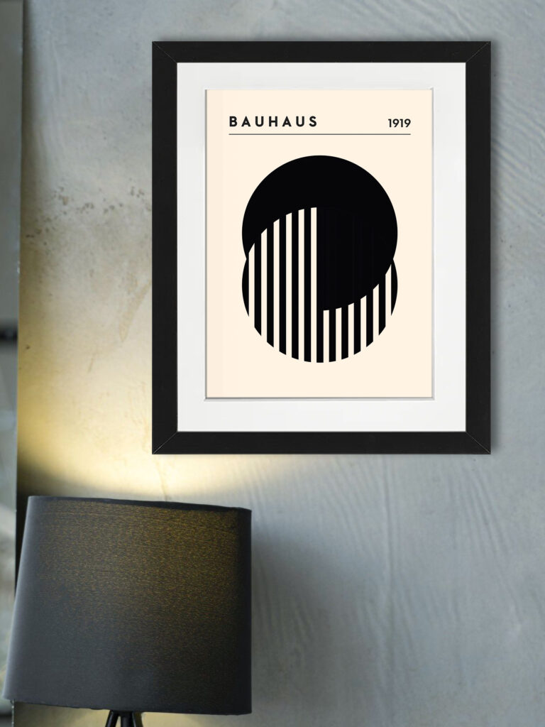 1919 Bauhaus poster with a minimalist black and white circular graphic