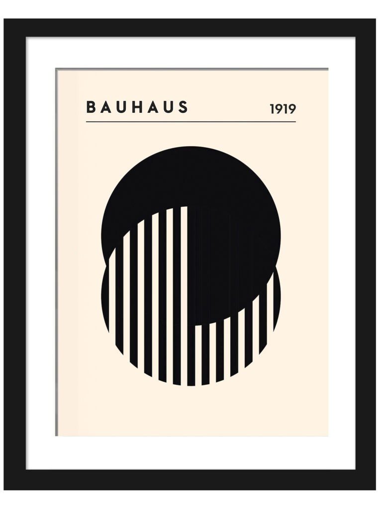 1919 Bauhaus poster with a minimalist black and white circular graphic