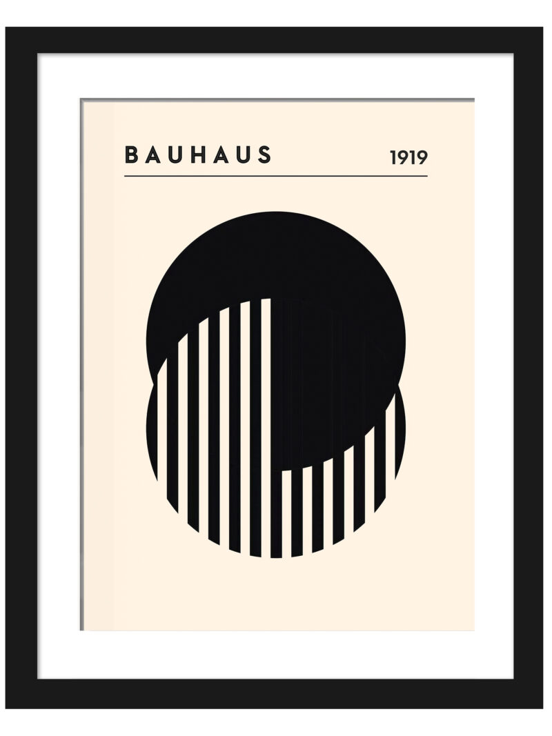 1919 Bauhaus poster with a minimalist black and white circular graphic