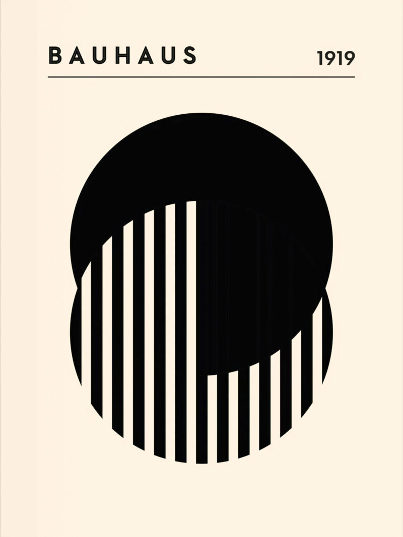 1919 Bauhaus poster with a minimalist black and white circular graphic