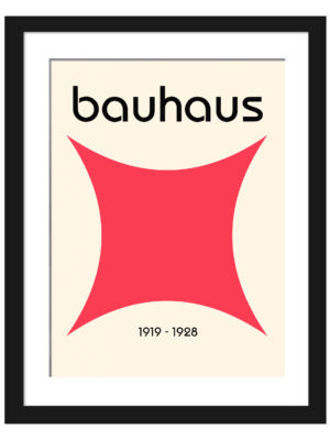 Minimalist 1919-1928 Bauhaus poster featuring a bold red star-like shape