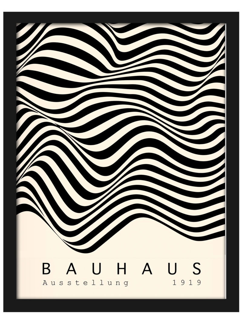 1919 Bauhaus poster with black and white abstract wave design