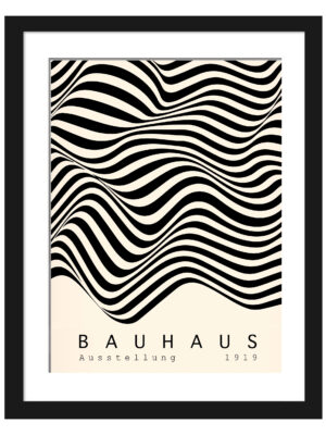 1919 Bauhaus poster with black and white abstract wave design