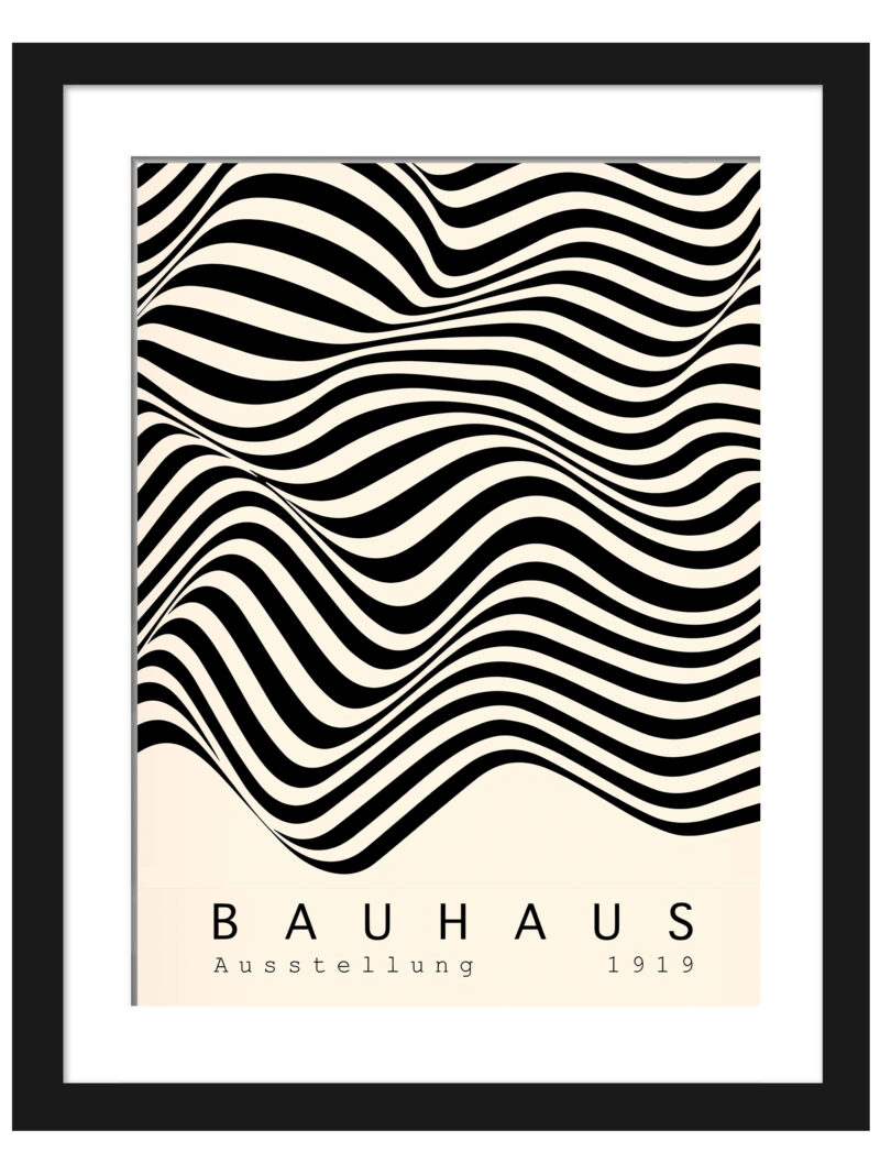 1919 Bauhaus poster with black and white abstract wave design