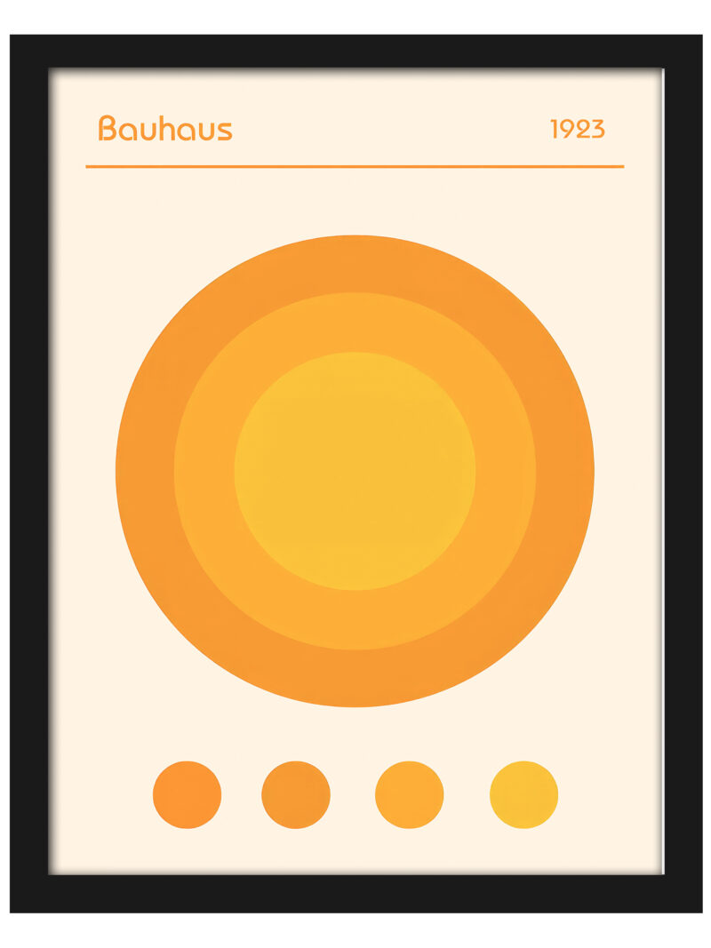 1923 Bauhaus poster featuring concentric circles in yellow and orange