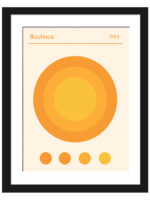 1923 Bauhaus poster featuring concentric circles in yellow and orange