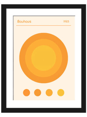 1923 Bauhaus poster featuring concentric circles in yellow and orange