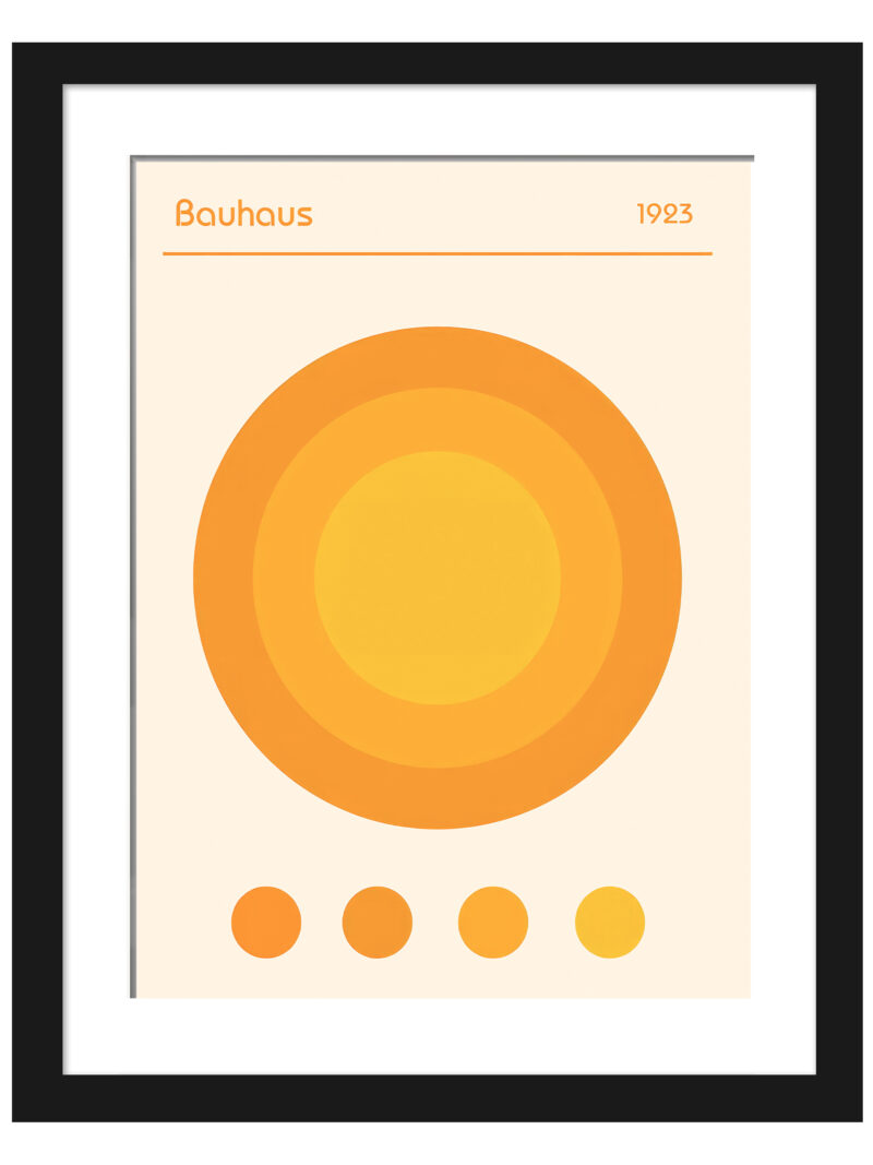 1923 Bauhaus poster featuring concentric circles in yellow and orange
