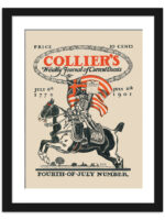 1901 vintage Collier's Weekly Fourth-of-July poster featuring a patriot on a rearing horse