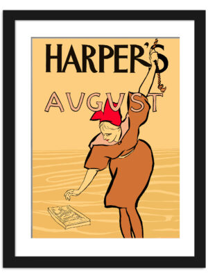 Vintage 1895 Harper's Magazine cover art by Edward Penfield featuring a woman with a book