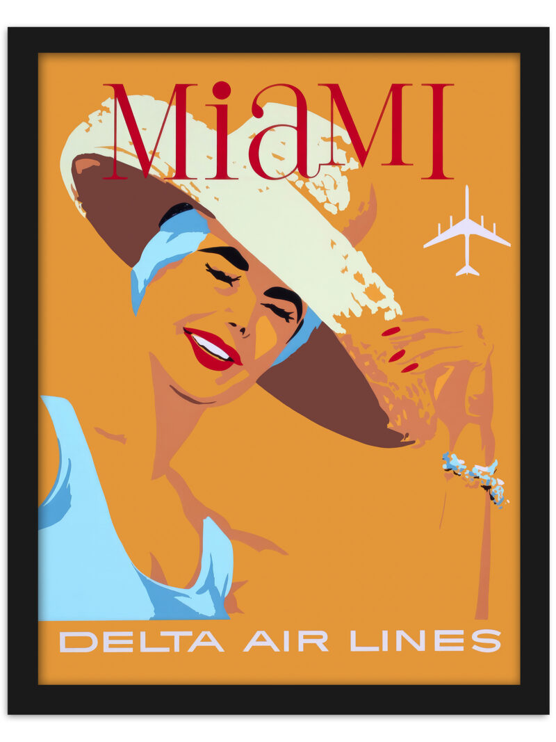 1960s Delta Air Miami Travel Poster Reproduction