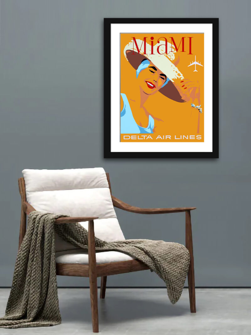 1960s Delta Air Miami Travel Poster Reproduction