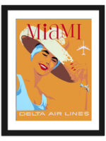 1960s Delta Air Miami Travel Poster Reproduction
