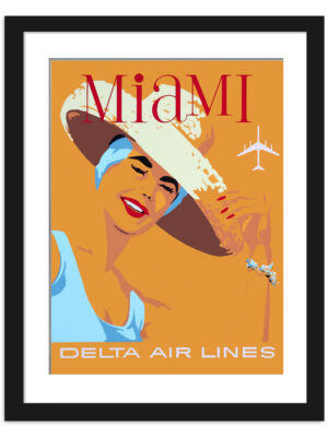 1960s Delta Air Miami Travel Poster Reproduction