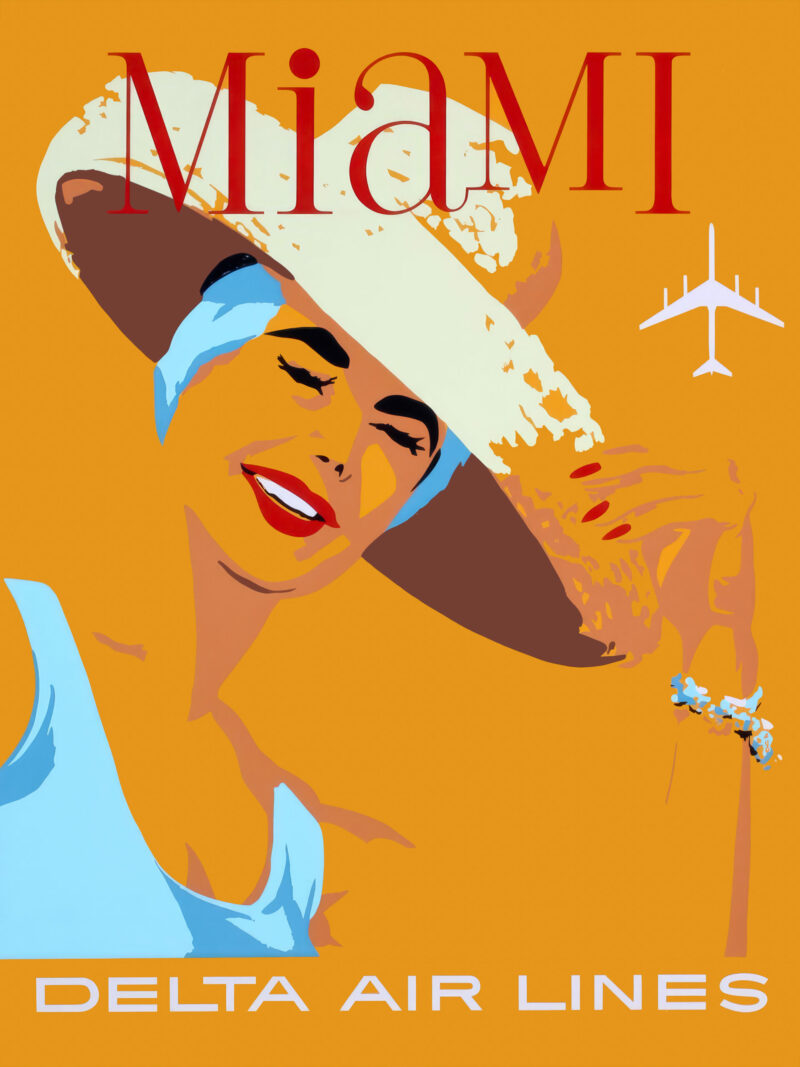 1960s Delta Air Miami Travel Poster Reproduction