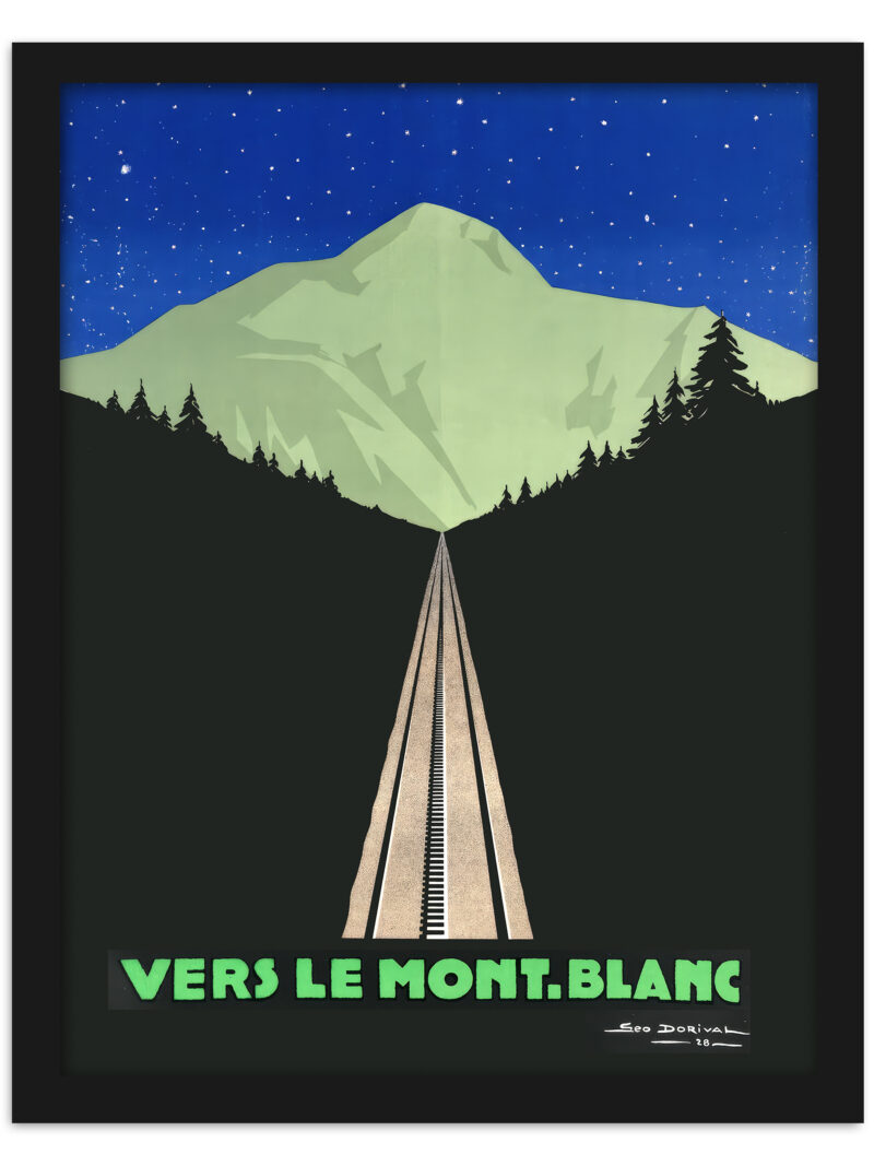 Vintage Mont Blanc Night Travel Poster Reproduction