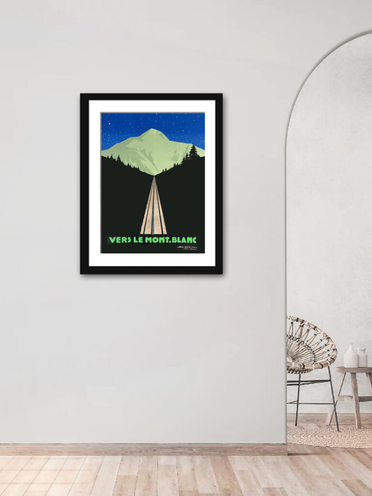 Vintage Mont Blanc Night Travel Poster Reproduction