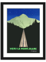 Vintage Mont Blanc Night Travel Poster Reproduction