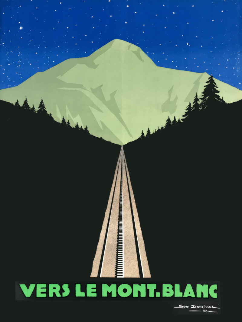 Vintage Mont Blanc Night Travel Poster Reproduction