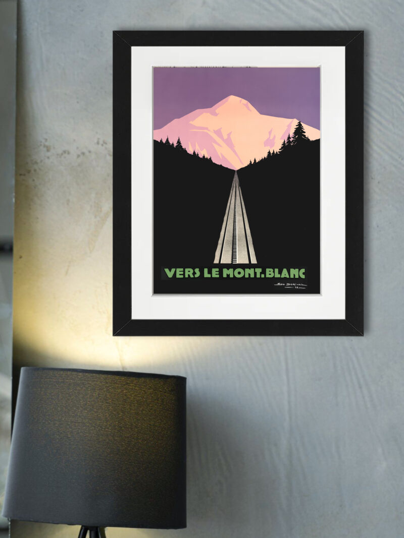 Vintage Mont Blanc Sunset Travel Poster Reproduction