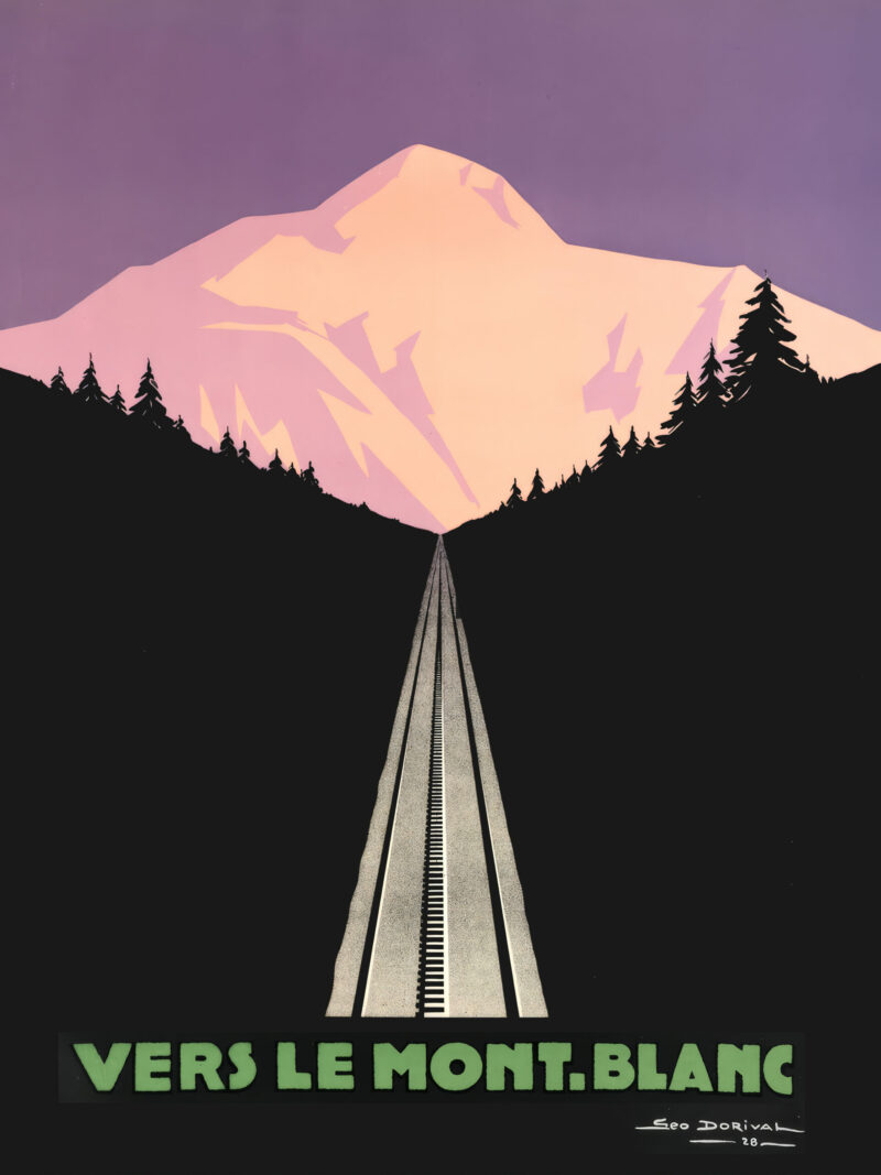 Vintage Mont Blanc Sunset Travel Poster Reproduction
