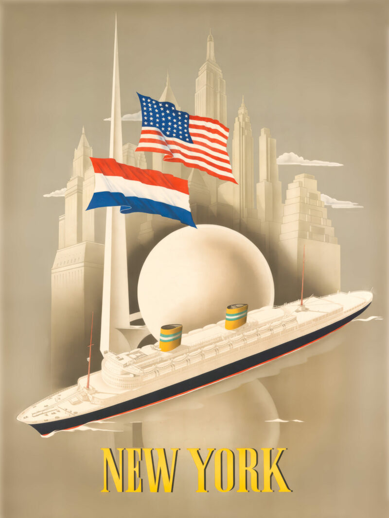 1938 New York Holland-America Line Vintage Poster