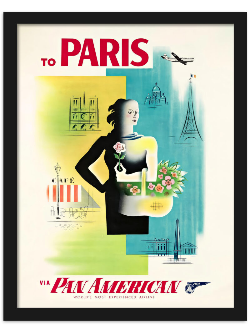 1958 Vintage Paris Pan American Travel Poster