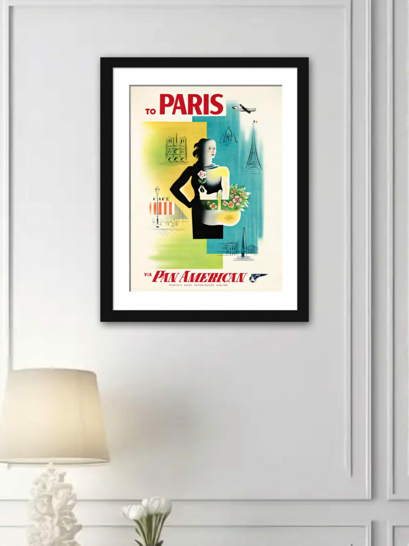 1958 Vintage Paris Pan American Travel Poster