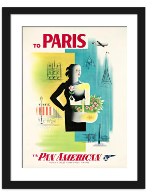 1958 Vintage Paris Pan American Travel Poster