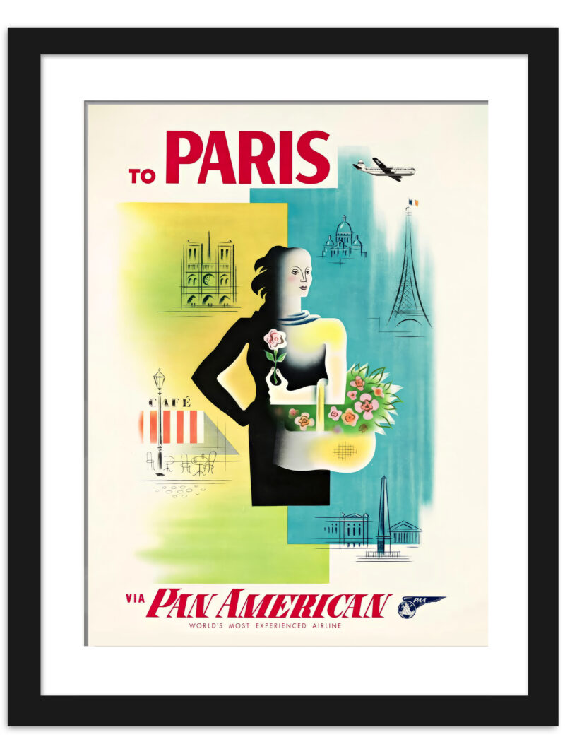 1958 Vintage Paris Pan American Travel Poster
