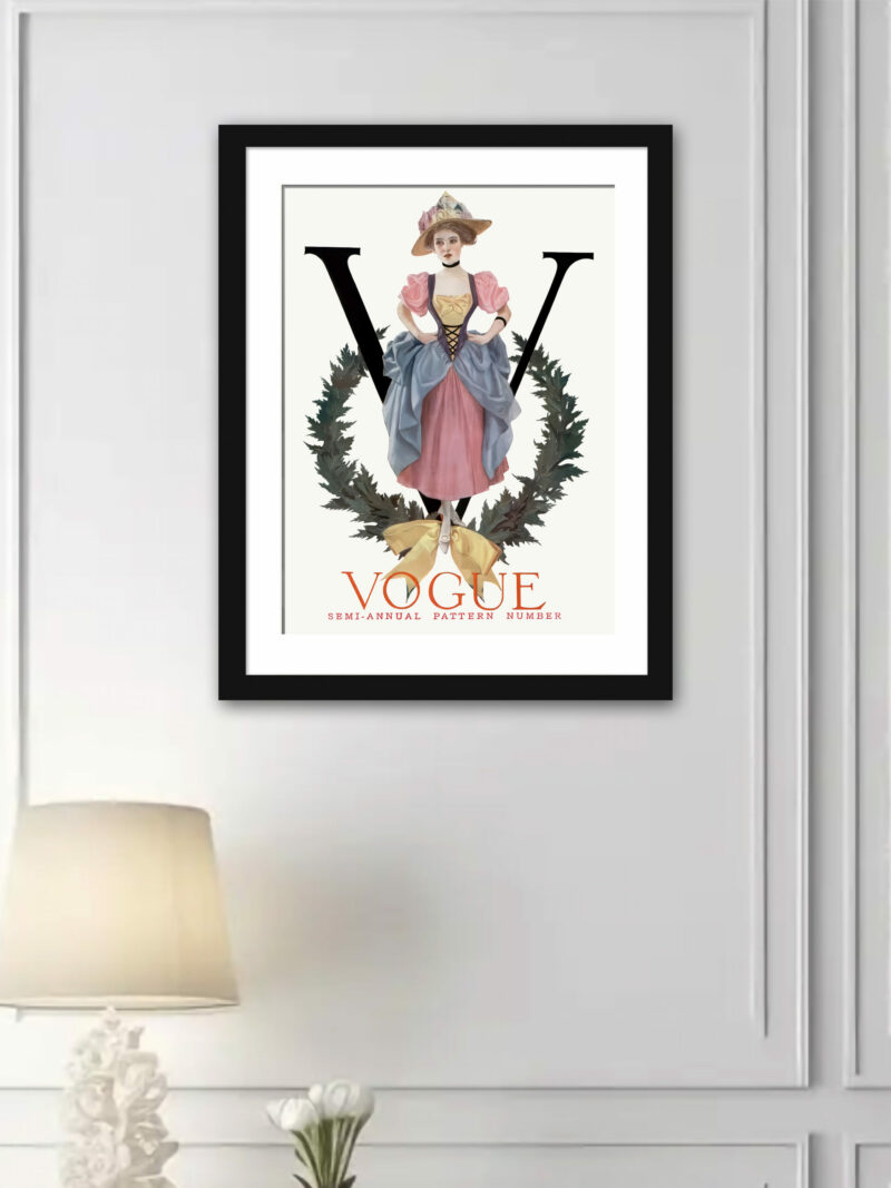 1909 vintage Vogue magazine cover with elegant woman in wreath