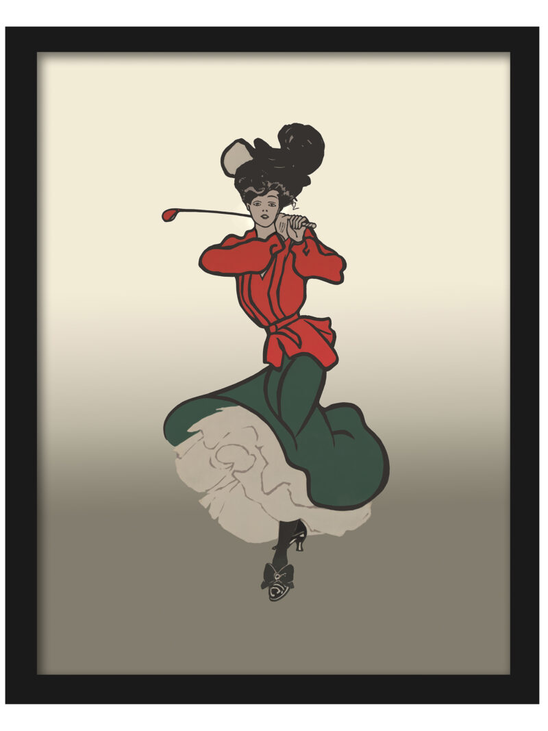 Alt Text Description: 1903 vintage artwork "A Good Drive #44" by J.B. Eddy depicting an early golf scene