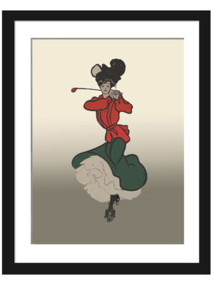 Alt Text Description: 1903 vintage artwork "A Good Drive #44" by J.B. Eddy depicting an early golf scene