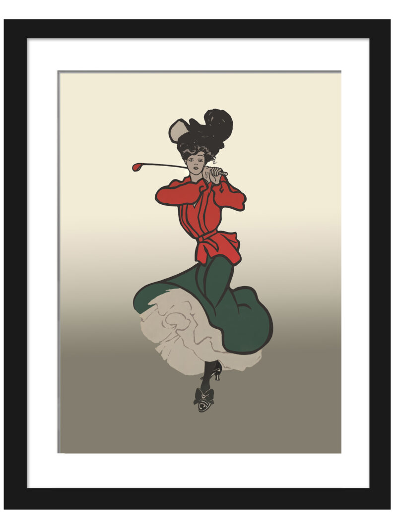 Alt Text Description: 1903 vintage artwork "A Good Drive #44" by J.B. Eddy depicting an early golf scene