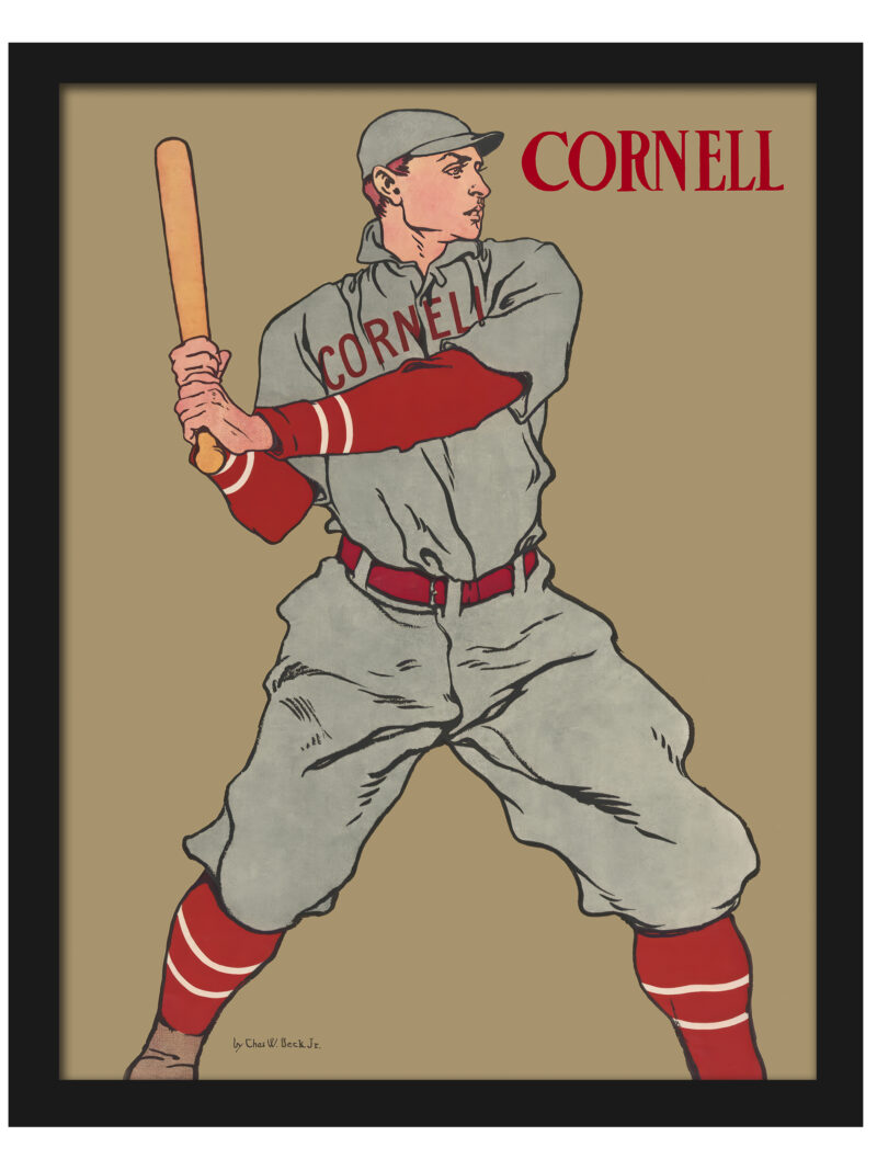1908 Edward Penfield poster of a Cornell baseball player ready to swing