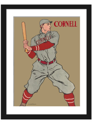 1908 Edward Penfield poster of a Cornell baseball player ready to swing
