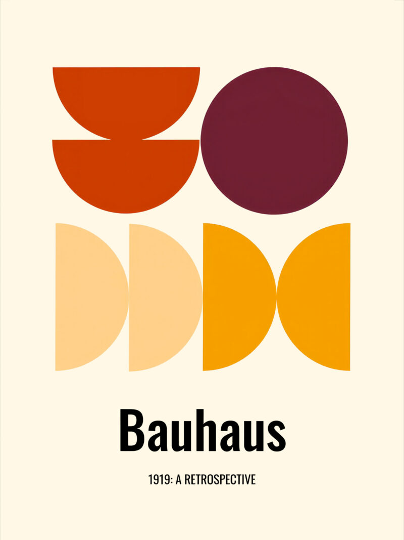 1919 Bauhaus retrospective poster featuring colorful abstract geometric shapes