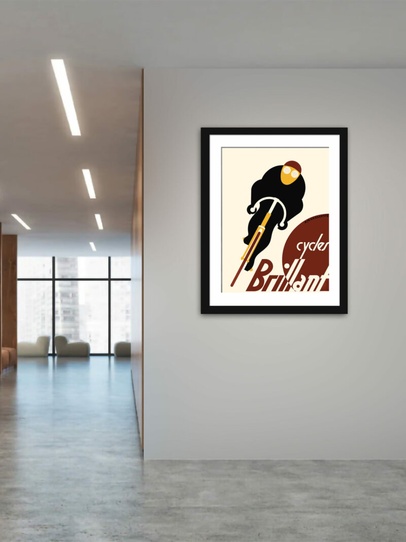 1925 vintage poster for Cycles Brillant by Adolphe Mouron Cassandre featuring a stylized cyclist