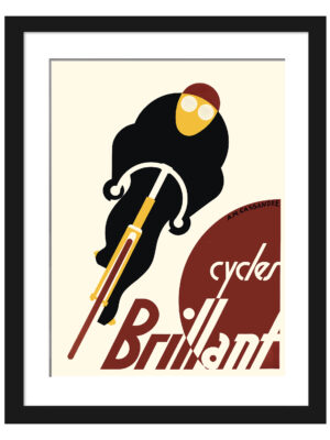 1925 vintage poster for Cycles Brillant by Adolphe Mouron Cassandre featuring a stylized cyclist
