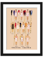 1910 vintage poster of collegiate rowing teams by Edward Penfield, featuring athletes from ten universities