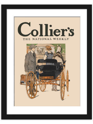Vintage Collier's Weekly cover featuring a couple and a horse-drawn carriage from the early 1900s